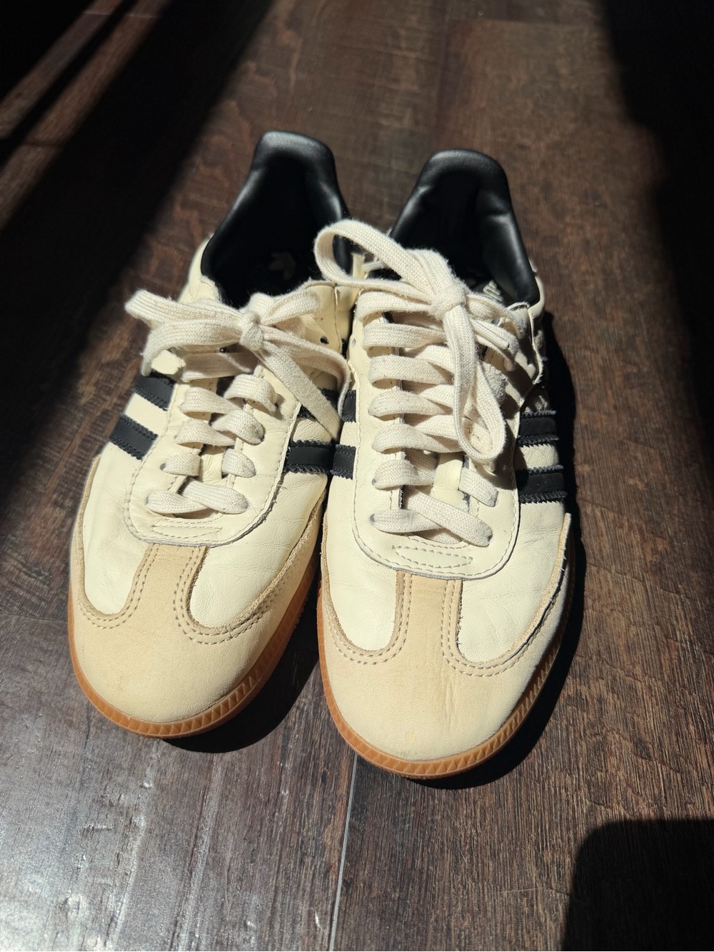 adidas Cream Sneakers with Black Stripes